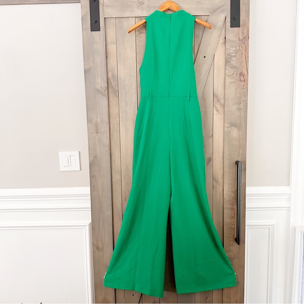 Karen Millen Structured Crepe Halter Neck Belted Wide Leg Jumpsuit - Picture 4 of 10